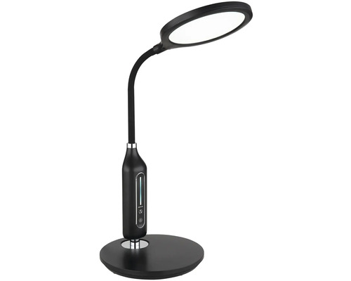 Čierna LED stolná lampa s okrúhlou hlavou a flexibilným krkom