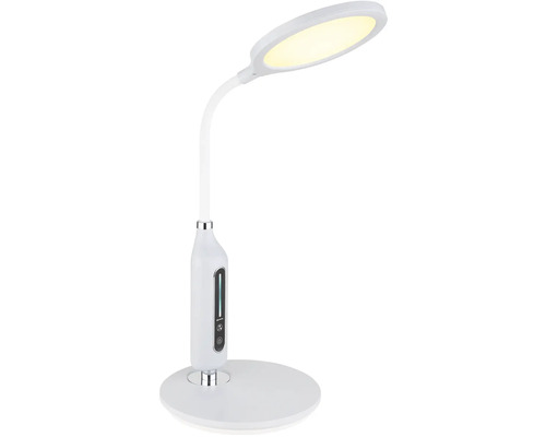 Biela LED stolná lampa s flexibilným ramenom