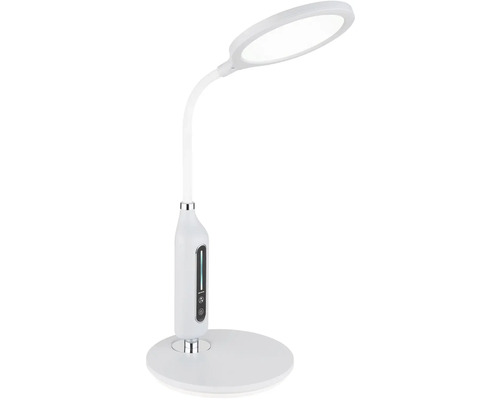 Biela LED stolná lampa s okrúhlou hlavou