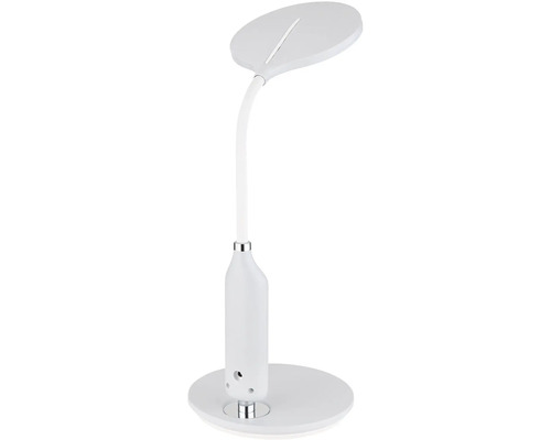 Biela LED stolná lampa s flexibilným ramenom