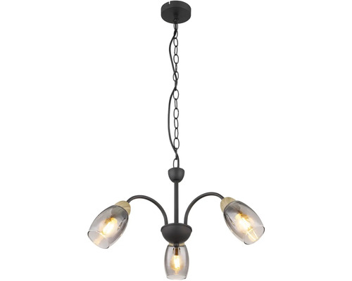 Stropné svietidlo s tromi ramenami a sklenenými tienidlami