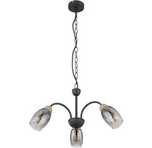 Luster Globo 60297-3H GERLY 3xE14 25 W čierny/dymové sklo