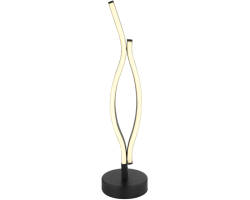 LED stolná lampa so zakriveným dizajnom a okrúhlou základňou