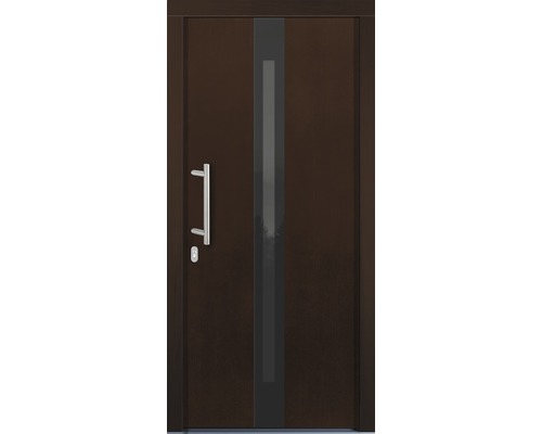 Hnedé dvere so sklenenou vložkou a kľučkou