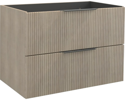 Kúpeľňová skrinka pod umývadlo Jungborn QUATTRO dub tabak 80 x 55 x 46 cm 55697 Skrinka pod umývadlo s dvomi zásuvkami a ryhovaným povrchom
