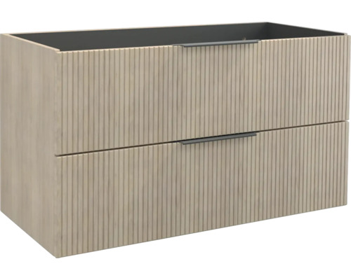 Kúpeľňová skrinka pod umývadlo Jungborn QUATTRO dub tabak 100 x 55 x 46 cm 55701 Skrinka pod umývadlo s dvomi zásuvkami a ryhovaným povrchom