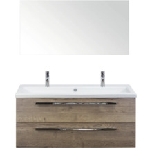 Skrinka pod umývadlo so zrkadlom, dvomi zásuvkami a umývadlom na dosku