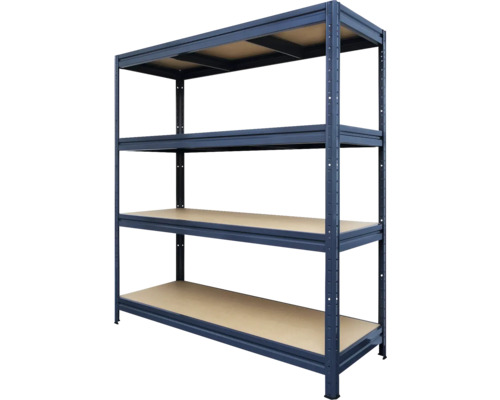 Kovový regál KAISERTHAL Heavy Rack 1770 x 1600 x 600 mm 4 police, nosnosť 2400 kg, sivá Skladovací regál so štyrmi úrovňami a kovovým rámom