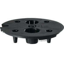 Čierny pestovateľský tanier Lechuza s niekoľkými otvormi pre rastliny.