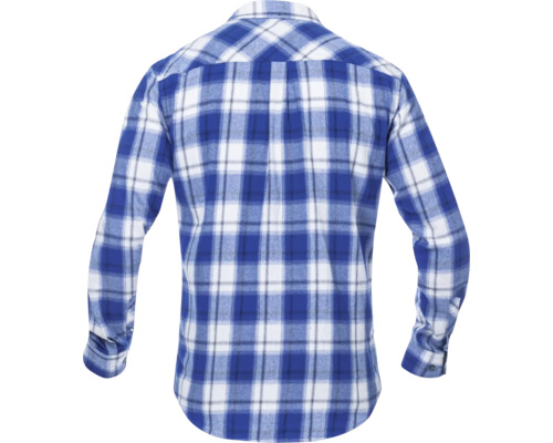 Kockovaná košeľa drevorubača, pohľad zozadu