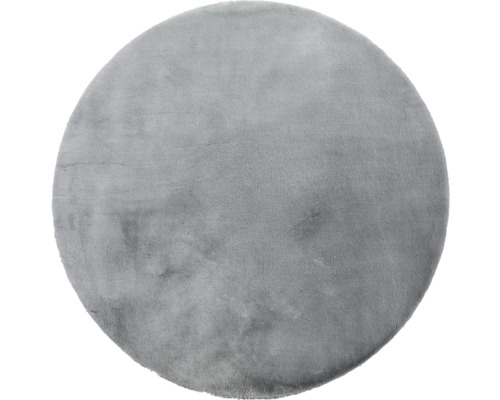 Okrúhly sivý koberec s mäkkým povrchom