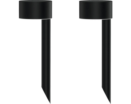 Dva čierne záhradné reflektory so zemným hrotom