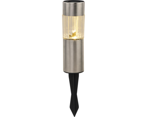 LED solárne osvetlenie IP44 0,05W 0,8lm 100mAh v= 25 cm zapichovacie nerezová oceľ Solárna lampa z kovu so zemným hrotom