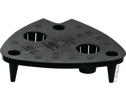 Čierny rohový pestovateľský stôl s otvormi pre rastliny