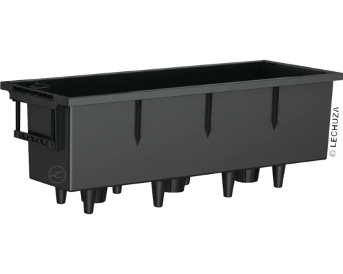 Čierny plastový kvetináč s nožičkami