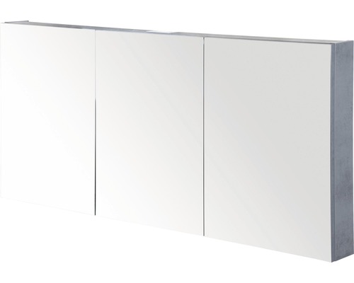 Zrkadlová skrinka Sanox 140 x 13 x 65 cm betón antracitovo sivá 3 dvierka