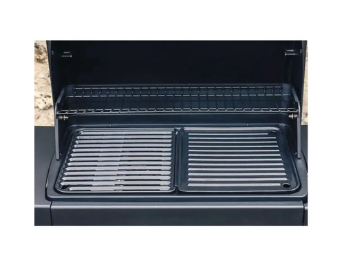 Otvorený gril s grilovacím roštom a ohrievacím roštom