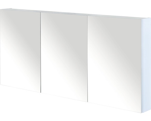 Zrkadlová skrinka Sanox 140 x 13 x 65 cm biela vysoko lesklá s 3 dvierkami