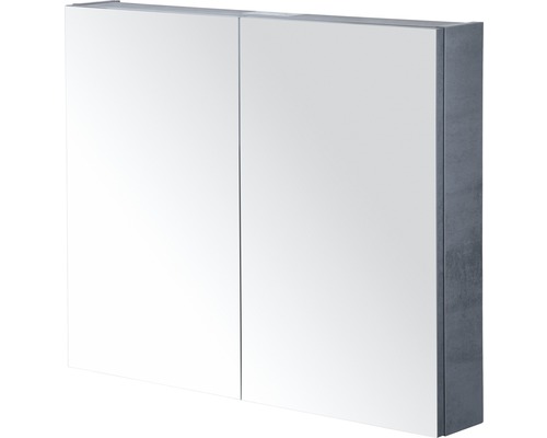 Zrkadlová skrinka Sanox 80 x 13 x 65 cm betón antracitovo sivá 2 dvierka