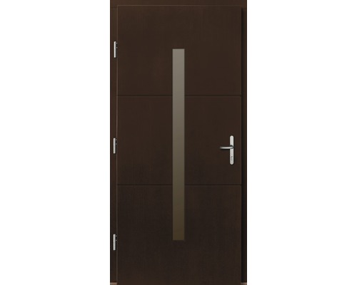 Hnedé vchodové dvere so sklenenou vložkou