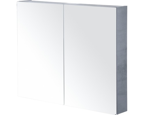 Zrkadlová skrinka Sanox 80 x 13 x 65 cm betón antracitovo sivá 2 dvierka obojstranne zrkadlové