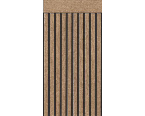 Vliesový panel sokel bordúra dekor dreva tm.hnedá/čierna 5x1,06m Akustický panel s drevenými lamelami na stenu a strop