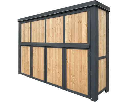 Drevený box na smetné nádoby pre tri smetné nádoby