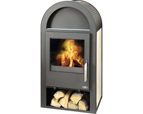 Krbové kachle Kachle na drevo ABX Krbová kamna s teplovodním výměníkem. keramika čierna 12 kW teplovodný výmenník sekundárne spaľovanie s externým prívodom vzduchu Krbové kachle s drevom v ohnisku a úložným priestorom na drevo