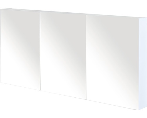 Zrkadlová skrinka Sanox 140 x 13 x 65 cm biela vysoko lesklá s 3 dvierkami obojstranne zrkadlové