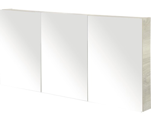 Zrkadlová skrinka Sanox 140 x 13 x 65 cm dub prírodný s 3 dvierkami obojstranne zrkadlové