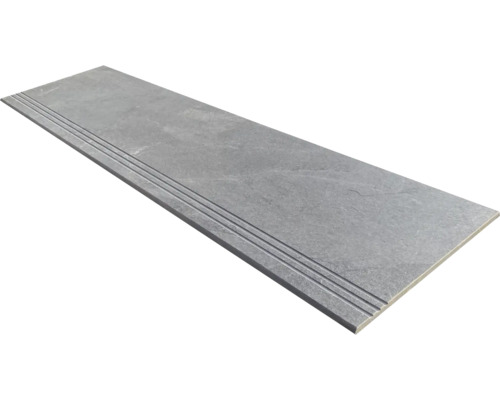 Dlažba na schody imitácia kameňa NARVIK silver 30x120 cm Sivý nášľap s ryhovaným povrchom