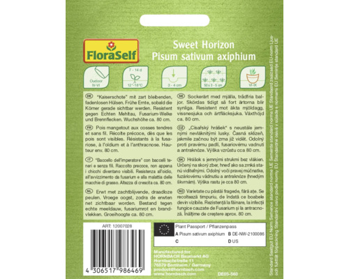 Balenie semien hrachu cukrového odrody Sweet Horizon