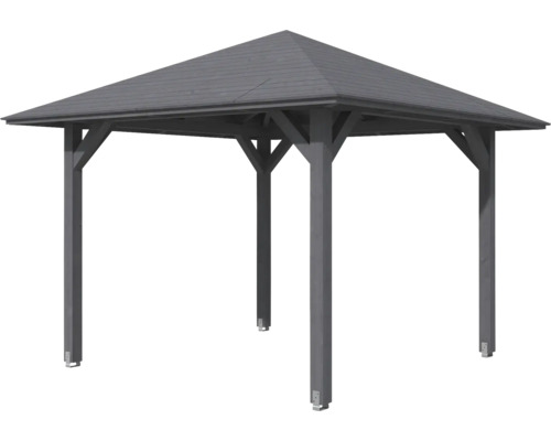 Drevený pavilón s obdĺžnikovým pôdorysom a špicatou strechou