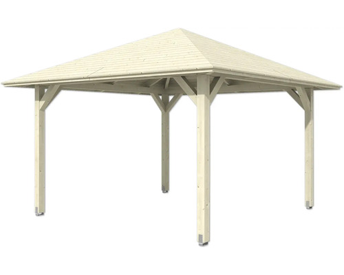 Drevený záhradný pavilón so štvorcovou strechou