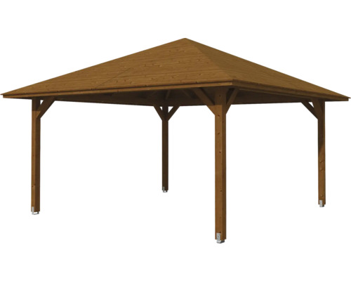 Drevený záhradný pavilón so štvorcovou strechou