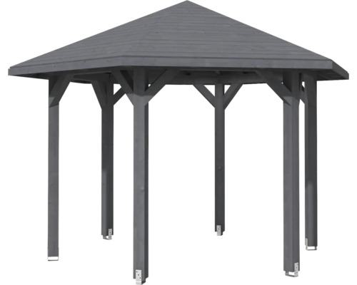 Voľne stojaci drevený pavilón so šesťhrannou strechou
