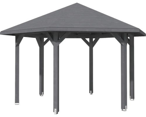 Drevený záhradný altánok so šesťhrannou strechou