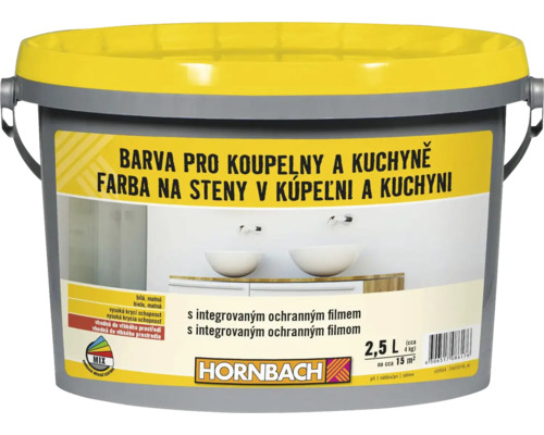 Farba na stenu Hornbach pre kúpeľne a kuchyne proti plesniam biela 2,5 l