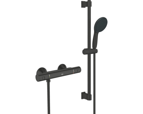 Sprchový set s termostatickou batériou GROHE Precision Start čierna 345972431 Sprchová batéria s tyčou a ručnou sprchou