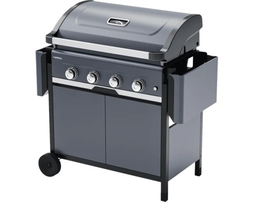 Plynový gril so štyrmi horákmi, odkladacími plochami a spodnou skrinkou
