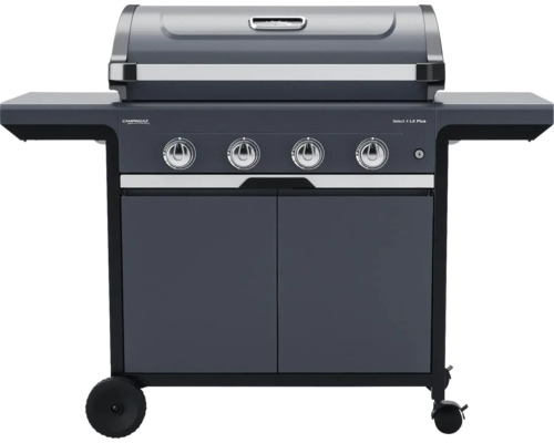 Plynový gril so štyrmi horákmi, odkladacími plochami a spodnou skrinkou