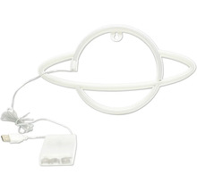 Dekoratívne LED svetlo v tvare Saturnu s USB portom a boxom na batérie