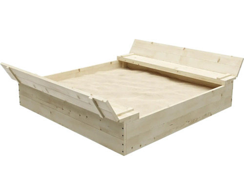 Pieskovisko drevené s lavičkami 120 x 120 x 40 cm prírodné