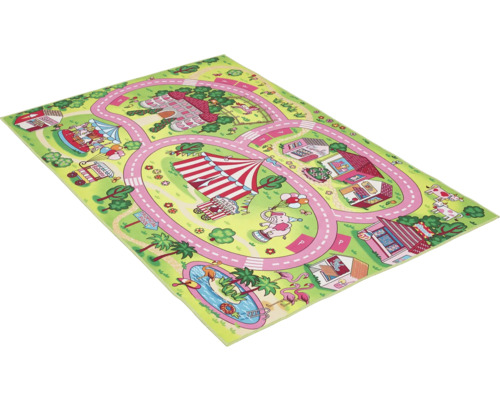 Hrací koberec s cestným vzorom, cirkusom, domami a zvieratami