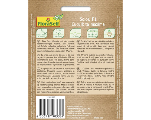Balenie semien Solor F1 Cucurbita maxima