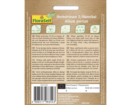 Produktové balenie FloraSelf Bio Herbstriesen 2/Hannibal Allium porrum