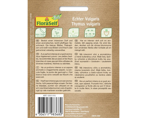 Balenie semien tymianu obyčajného