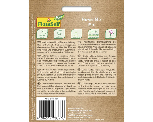 FloraSelf Flower-Mix Mix Balenie semien pre zmes kvetov vhodná pre hmyz