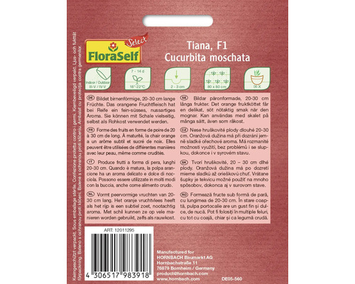 Balenie semien tekvice Tiana F1, obsahuje informácie o pestovaní a vlastnostiach