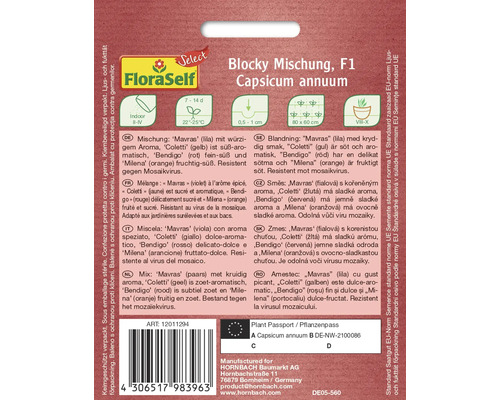 Paprika Blocky Mischung F1 Capsicum annuum Balenie semien